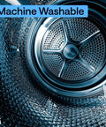 Inside view of a washing machine drum labeled 'Machine Washable' for easy cleaning of the Premium Non Slip Bath Mat.