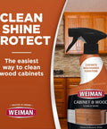 Heavy Wood Cabinet Cleaner Spray Brings Back Straight Up Shine With Zero Oily Mess For Kitchen Cupboards Furniture Tables Baseboards Trim Includes Plush Microfiber Rag Two Pack Sixteen Oz displayed in kitchen setting.