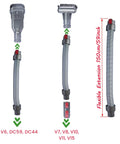 Flexible Extension Hose And Vacuum Attachments Kit For Popular Cordless Vacuums V11 V10 V8 V7 V6 DC74 DC62 DC59 DC44 Replacement Parts Dust Brush Set Bundle showing hose and adapter parts.