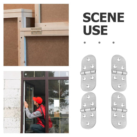 Stainless Steel Folding Table Hinges 4 Pack, Smooth Quiet Operation, installation on window and wooden frame, scene use