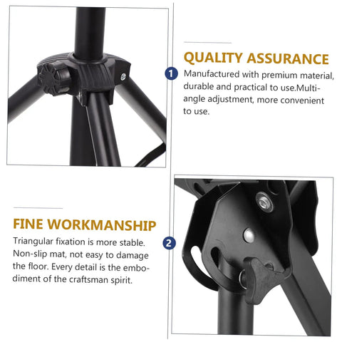 Rock Solid Foldable Drum Stand Adjustable Tripod Rack For 12 Inch Snare Drum Heavy Duty Alloy Build detailed angle of tripod fastener.