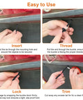 Steps showing 200Pcs Cable Tie Buckle Universal Unbreakable Zip Tie Clips for car fender engine cover mudguard fasteners use.