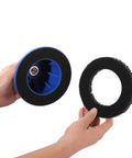 Six Inch Wheel Hub Resurfacing Kit With Polisher And Drill Adapter shown with abrasive foam ring for rust removal