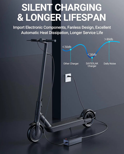 42V 2A Electric Scooter Charger With 9.8Ft Cord powering GOTRAX scooter, wall outlet connection