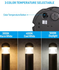 Close-up of 43 Inch Led Bollard Light Featuring Slick Beam Focus And Straight Up Adjustable Warm To Cool Temperature Settings.