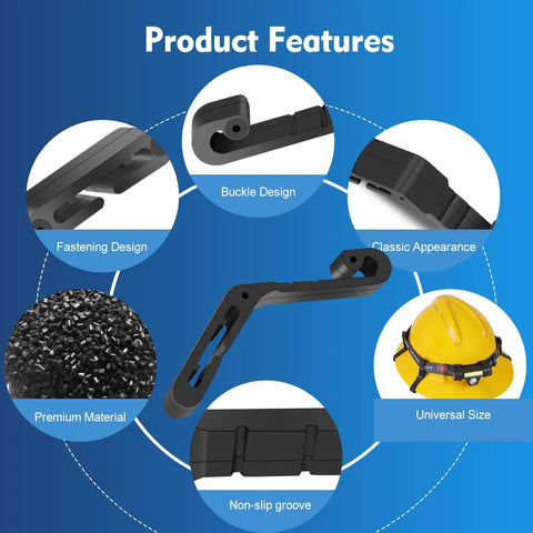 Features of 12 Pack Hard Hat Light Clips for Headlamps Front Short and Back Long Brim Mounts include fastening design and buckle design.