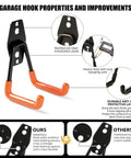Four Pack Large Square Garage Wall Hooks 7.7 Inch Heavy Duty Hangers For Ladders Bikes And Tools Ideal For Garage Garden And Basement Storage Black Anti Rust Coating