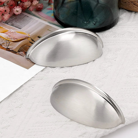 10 Pack Brushed Nickel Cabinet Pulls Cup Style Drawer Handles And Knobs With 3 Inch Center To Center Holes for kitchen cabinets