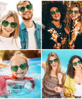 Heart Shaped Neon Green Sunglasses For Women And Men Unisex Rimless Glasses Lightweight All Day Comfort And Fun Party Accessory For St Patrick Day Decor Spirit Week And Festivals