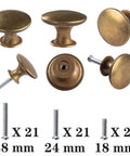 Brass Round Antique Style Cabinet Knobs Set For Kitchen Cupboard Doors And Drawers Includes Screws No Fuss Easy Install