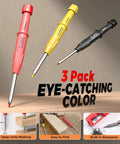 Absolute Banger Carpenter Pencil Kit Featuring Heavy Duty Mechanical Leads Vibrant Refills And Rugged Sheaths in red, yellow, and black.