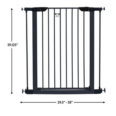 Heavy Duty Steel Dog Gate With Walk Through Door Expands 29 To 38 Inches Wide, 39 inch tall, ideal pet barrier for homes.
