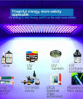 Heavy Duty Led Uv Curing Lamp 365Nm 5600W For Resin Soldering And Circuit Boards Cool light source displaying UV resin and adhesives.