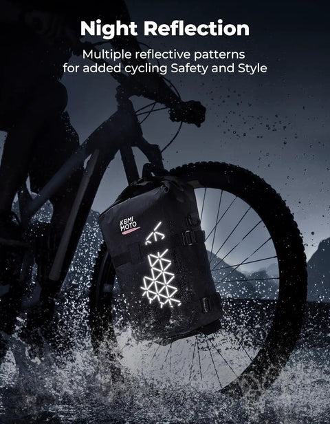 11L Fully Waterproof Front Fork Pannier Bag For Mountain Biking And EBikes Roll Top Front Rack Storage With Reflective Panels