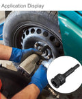 Impact Spline Bit Socket M6 Metric 60mm Long For Three Eighths Inch Drive Chrome Molybdenum Steel in use on car wheel