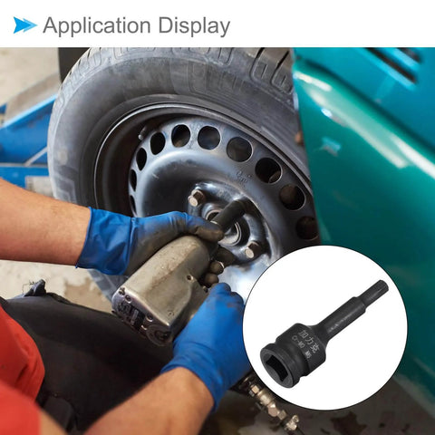 Impact Spline Bit Socket M6 Metric 60mm Long For Three Eighths Inch Drive Chrome Molybdenum Steel in use on car wheel