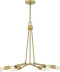 DS19292A Devlin Chandelier in aged brass finish, six-arm design, durable steel construction, includes installation hardware