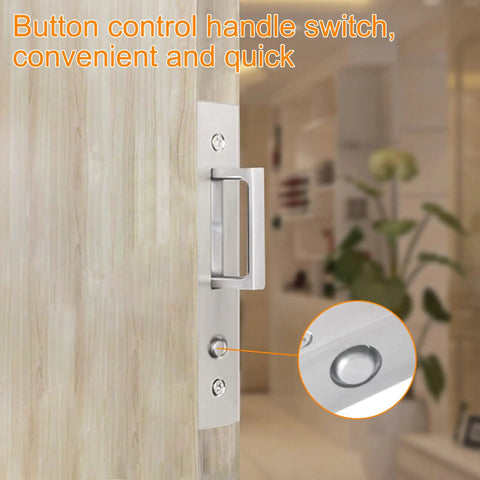 Pocket Door Edge Pulls Set Hidden Side Pocket Sliding Door Handles With Pop Up Mechanism Larger Ring For Easy Grip Silver Finish Durable Hardware 2 Pack on wood door