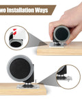 Easy Peasy Peel And Stick Caster Wheels For Trash Cans And Storage Bins With Smooth As Butter Rolling Action and Lightning Fast Setup No Messy Drilling Needed Lightweight 1.5 Inch Swivel Casters In A Solid Four Pack, showing two installation methods.