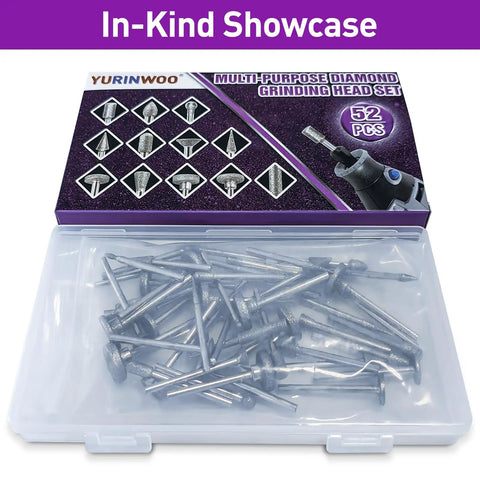 Pro Grade Stone Carving Set With Diamond Grinding Bits For Dremel And Other Rotary Tools, 52 Piece Polishing Kit display