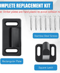 All Metal RV Screen Door Latch Right Hand Upgrade Kit with zinc alloy handle, includes rectangular plate, square latch, and screws.