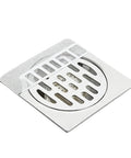 50 Pcs Disposable Shower Drain Hair Catcher 3.94" ES Square Drain with a protective mesh covering.