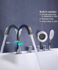 Installed 5 Hole Deck Mount Tub Faucet Chrome With Hand Shower Brass Roman Tub Filler Set 3 Handle High Flow Bathtub Faucet With Sprayer
