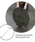 Using Heavy Duty Manhole Cover Hook With T Shaped Handle 15 Inch Pull Tool For Lifting Sewer Covers And Rolling Doors outdoors