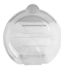 Top view of Clear Oil Drain Pan With Built In Level Scale For Easy Volume Tracking 4.5 Liter Capacity, transparent material visible.