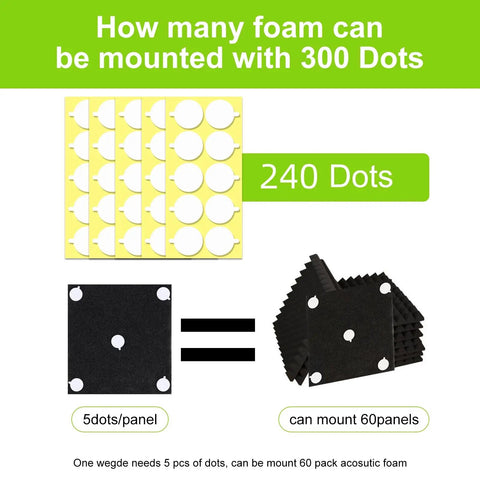 Image showing Pro Grade Dang Tough Grip Double Sided Acoustic Foam Tape 240 Heavy Duty Round Dots for mounting acoustic panels.