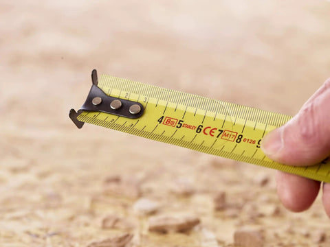 Close view of Tape Measure With Blade Armor Built Tough 8 M Metric, Shock Resistant, Mylar Coating, showing wide 32mm blade