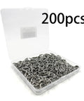200 Piece 1 Inch Stainless Steel S Hooks For Curtain Hanging DIY Jewelry Pet Name Tags Key Rings Craft Assembly in clear box.