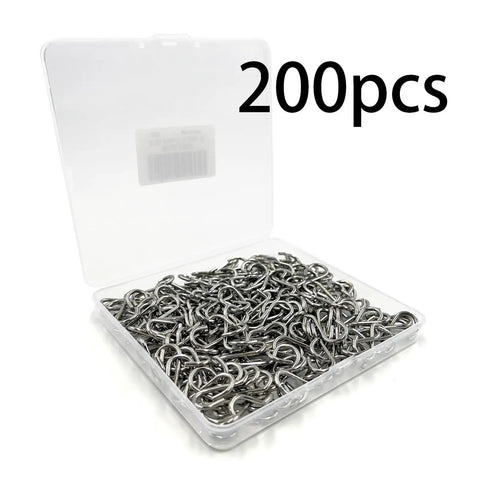 200 Piece 1 Inch Stainless Steel S Hooks For Curtain Hanging DIY Jewelry Pet Name Tags Key Rings Craft Assembly in clear box.