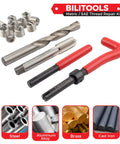 BILITOOLS M6x1.0 thread repair kit with HSS drill, tap, coil inserts, and red installation tool