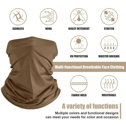 6 Pack Summer UV Protection Cooling Neck Gaiter Scarf Face Cover Bandana Moisture Wicking Polyester Neckwear for outdoor use