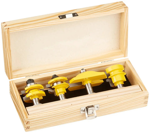 Raised Panel Cabinet Door Router Bits Set Four Bit Ogee With Half Inch Shank For Rail And Stile Doors in wooden case