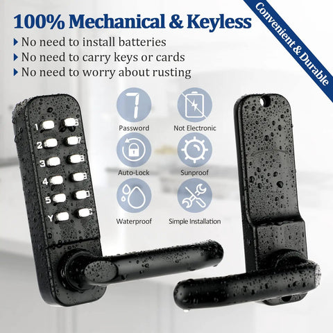 Keyless Entry Door Lock With Keypad For Exterior And Interior Doors Waterproof Stainless Steel Deadbolt Handle
