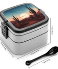 Desert Cactus Themed Bento Box For Adults Grab And Go 2 Tier Portable Lunch Box With Spoon Reusable Insulated Lunch Container Leak Proof