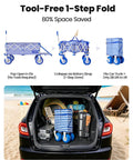 Heavy Duty Beach Wagon With 9 Inch Balloon Wheels And Tailgate Foldable Sand Cart fits in car trunk