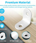 Heavy Duty White Metal Corner Braces 1 X 1 Inch Pack Of 20 Smooth Steel L Brackets With 40 Mounting Screws showing premium design and finish.