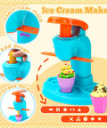 Toy ice cream maker from 59 Piece 3 In 1 Dough Set For Kids Ages 3 To 8, showing noodle maker, molds, and dough tools.