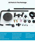 Exposed Shower Faucet Set With 8-Inch Rainfall Head, Handheld Shower, wall mount components, oil rubbed bronze finish