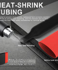All In One Marine Grade Wire Terminal Kit image showing heat shrink tubing before and after shrinking, black and red colors.