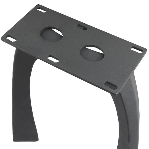 Industrial Metal Bench Legs 16 Inch Height Set Of 2 with mounting plate and curve lines, robust steel design emphasizing durability