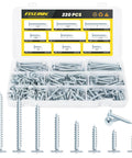 220 Piece Number 8 Truss Head Zinc Wood Screws Set With Phillips Drive, Eight Sizes Assortment From One Half Inch To Two Inches in case