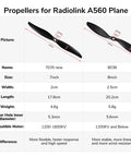 Comparison chart showing 7-inch and 8-inch propellers for RC planes, featuring the 2 Pack 8 Inch GemFan 8038 CCW Wing Propellers.
