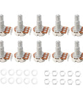 10 Pack B100K Ohm Guitar Potentiometers With Long Knurled Split Shaft For Electric Guitars And Bass, Premium Audio Pots