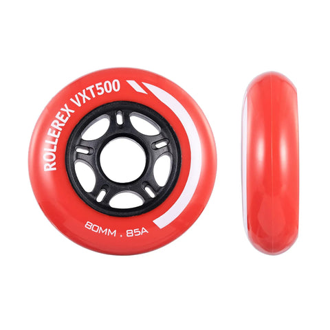 VXT500 Inline Skate Wheels 80mm By 24mm Urethane Replacement Pack For Indoor And Outdoor Skating, Smooth Roll, Durable Four Pack For Speed And Control