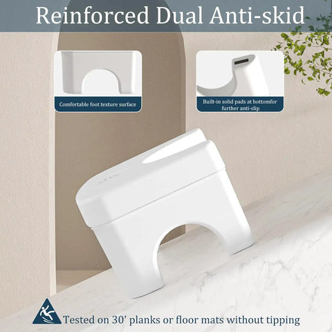 Reinforced dual anti-skid toilet stool with foot texture surface, 7 Inch Height Toilet Stool For Adults, Sturdy Bathroom Squat Stool.