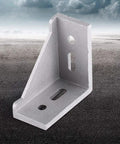 Heavy Duty Aluminum Alloy L Shape Corner Bracket Right Angle Brace 58x58mm Durable Reinforcement for doors and furniture 5 piece set ideal for cabinets shelves frames and DIY projects with easy mounting holes single bracket view